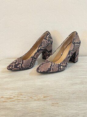 New H&M Heels Pumps Shoes Reptile Python Print Block Heel Size 6